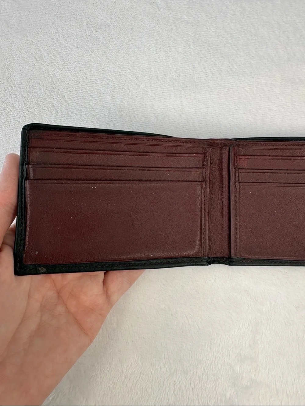 TUMI Black & Burgundy Leather Wallet